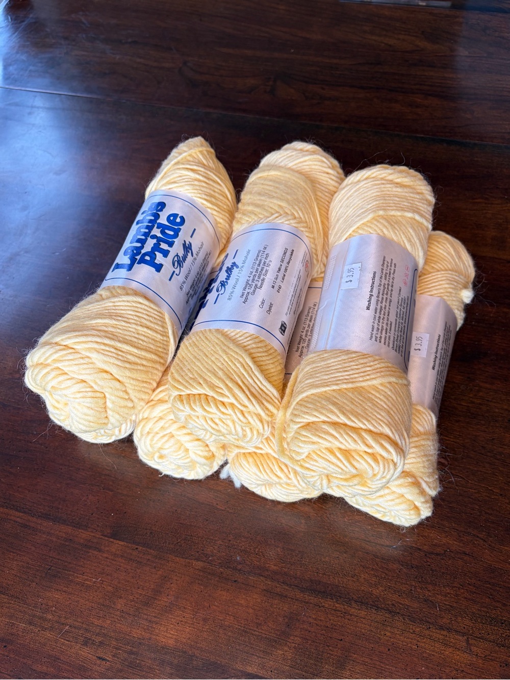 Brown Sheep Lamb’s Pride Bulky Yarn - 7 skeins Sun Yellow NWT (seconds)